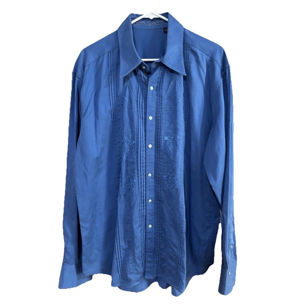 Men's Robert Graham Button Down Long Sleeve Blue Shirt‎ Size XL